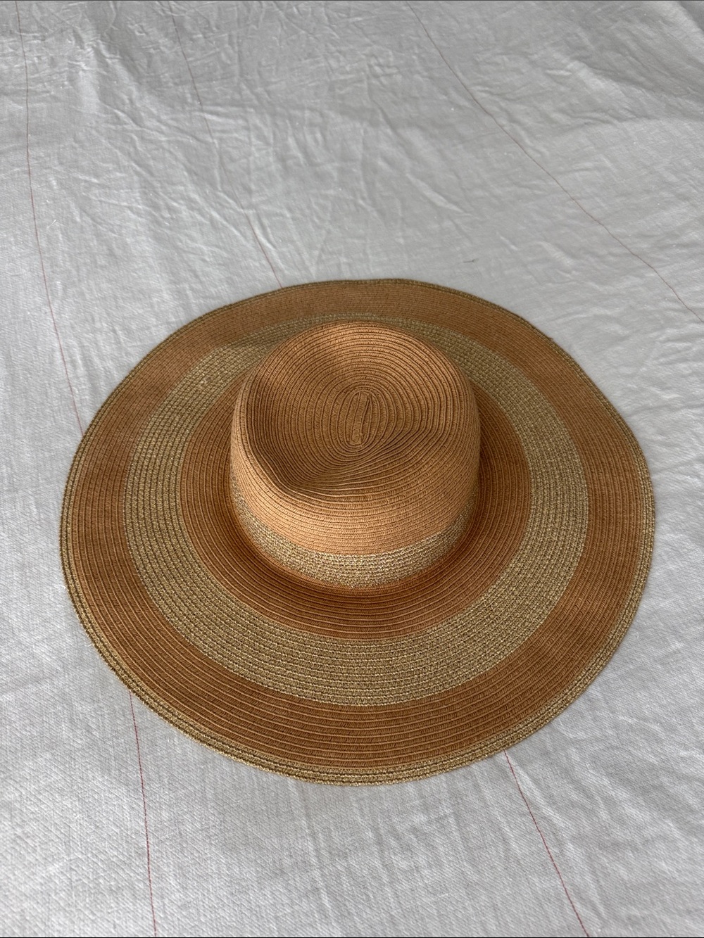 Collection XIIX floppy vacation Two-Tone Wide Brim Straw Sun Hat - Tan & Cream